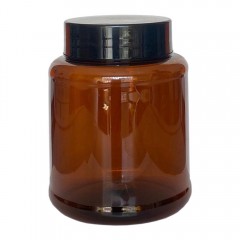 Pote Pet Âmbar com Tampa Preta 250ml