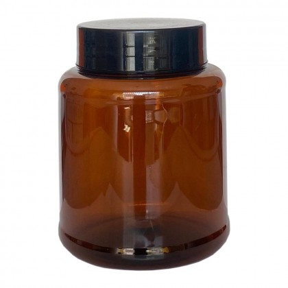 Pote Pet Âmbar com Tampa Preta 250ml